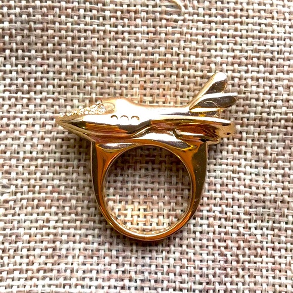 Rare Coach Golden Gold Tone Crystal Rocket 🚀 Ship Ring - Picture 1 of 4